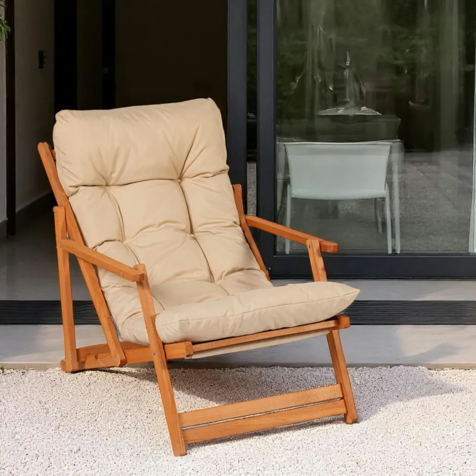 SORA Transats / Bains De Soleil|Chilienne beige confort - pliante, inclinable