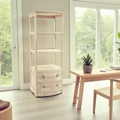 Tradition Meubles De Salon·Colonnes De Rangement|Meubles De Rangement·Colonnes De Rangement|Colonne Etagère Vague Hévéa 3 tiroirs, 3 étagères 60x50x159cm