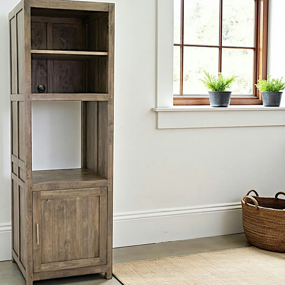 Tradition Meubles De Salon·Colonnes De Rangement|Meubles De Rangement·Colonnes De Rangement|Colonne Hévéa 1 porte, 3 niches 66x60x205cm