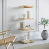 LHASA Meubles De Rangement·Petits Meubles De Rangement|Colonne vitrine design - bois clair, 4 plateaux