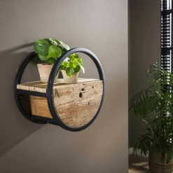 LHASA Meubles De Rangement·Petits Meubles De Rangement|Colonne vitrine design - bois gris foncé, 3 plateaux