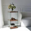 LHASA Meubles De Rangement·Petits Meubles De Rangement|Colonne vitrine design - bois marron, 3 plateaux