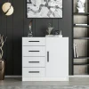 MARFA Commodes Blanches|Commodes En Bois|Commode blanche moderne 4 tiroirs rangement 1 porte