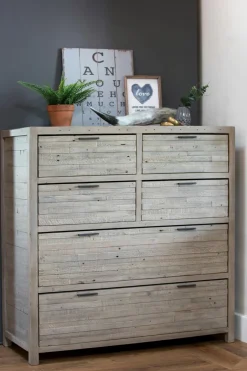 SIENNE Commodes En Bois|Commode bois recyclé grisé 6 tiroirs
