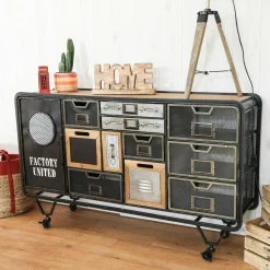 LAMPHUN Univers Déco·Vintage|Chiffonnier Industriel|Commode d'apothicaire 3 tiroirs