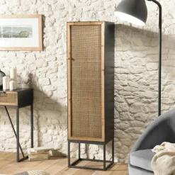 Swing Commodes En Bois|Commode en teck recyclé 3 tiroirs tressage coco