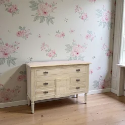 Maori Commodes En Bois|Commode Hévéa 3 tiroirs, effet 5 tiroirs, 112x40x80cm