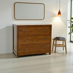 Helena Commodes En Bois|Commode Hévéa 3 tiroirs 100x50x84,6cm