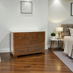 Niagara Commodes En Bois|Commode Hévéa 7 tiroirs 110x50x76cm