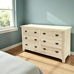 Maori Commodes En Bois|Commode Hévéa 6 tiroirs 150x50x85cm