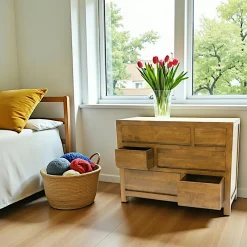 Olga Commodes En Bois|Commode moderne hévéa 6 tiroirs 120cm