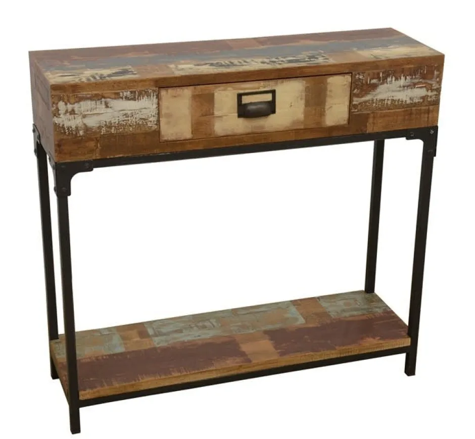 Loft / Loft Colors Consoles Avec Tiroirs|Consoles Avec Tiroir|Console 1 tiroir, 1 plateau bas en Hévéa recyclé coloré et métal 80x25x75cm LOFT COLORS