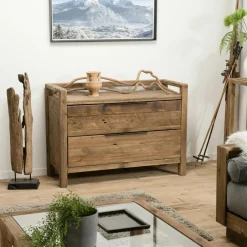 SALERNE Univers Déco·Maison De Campagne|Univers Déco·Scandinave Hygge|Console 2 tiroirs bois recyclé clair