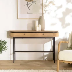 JINAN Consoles Avec Tiroirs|Consoles Avec Tiroir|Console 2 tiroirs bords arrondis décor strié