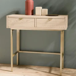 CORDOUE Consoles Avec Tiroirs|Consoles Avec Tiroir|Console 2 tiroirs pieds et poignées dorés