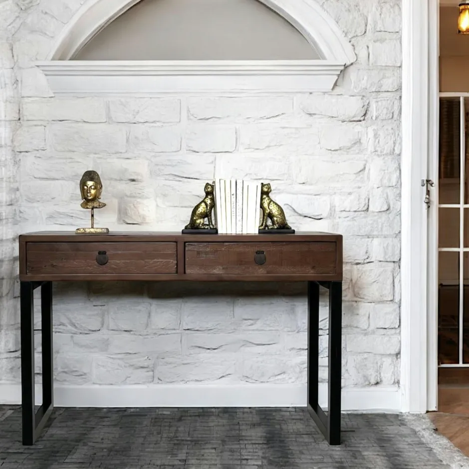 SAMOA Consoles En Bois|Consoles En Bois|Console bois brun recyclé 2 tiroirs