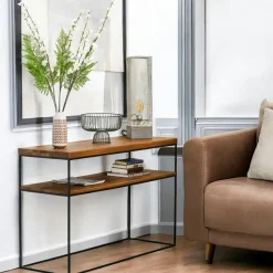 OKA Consoles En Bois|Consoles En Bois|Console bois et métal double plateau 120 cm