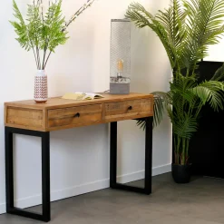 BRISBANE Univers Déco·Loft Industriel|Consoles Industrielles|Console bois recyclé 2 tiroirs