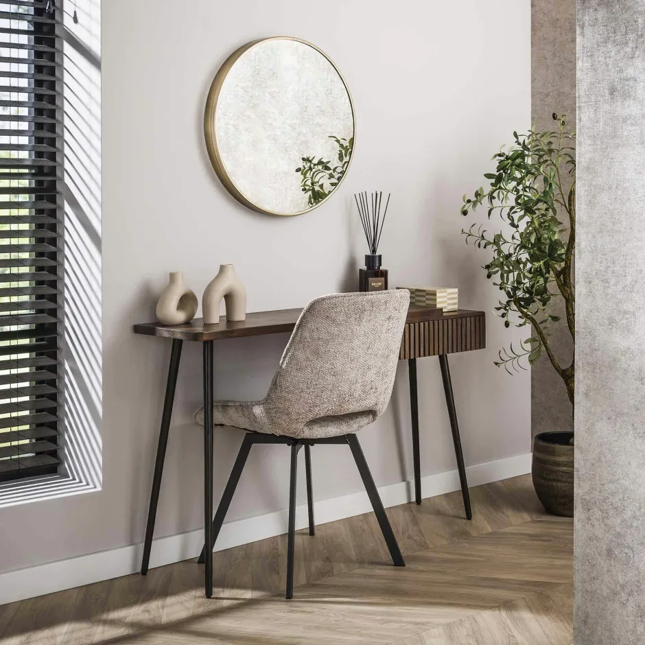 Meubles De Chambre·Coiffeuses|Consoles Avec Tiroirs|Console bureau en bois d’acacia brun, tiroir rainuré NAKO