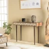 KANHA Consoles Avec Tiroirs|Consoles Avec Tiroir|Console contemporaine bois exotique pieds métal 2 tiroirs effet graphique
