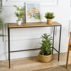 MARFA Consoles En Bois|Consoles En Bois|Console de salon ovale effet chêne - pieds en V