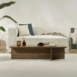 MARFA Consoles En Bois|Consoles En Bois|Console de salon ovale effet noyer foncé - pieds en V