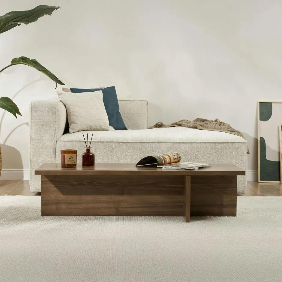 MARFA Consoles En Bois|Consoles En Bois|Console de salon ovale effet noyer foncé - pieds en V