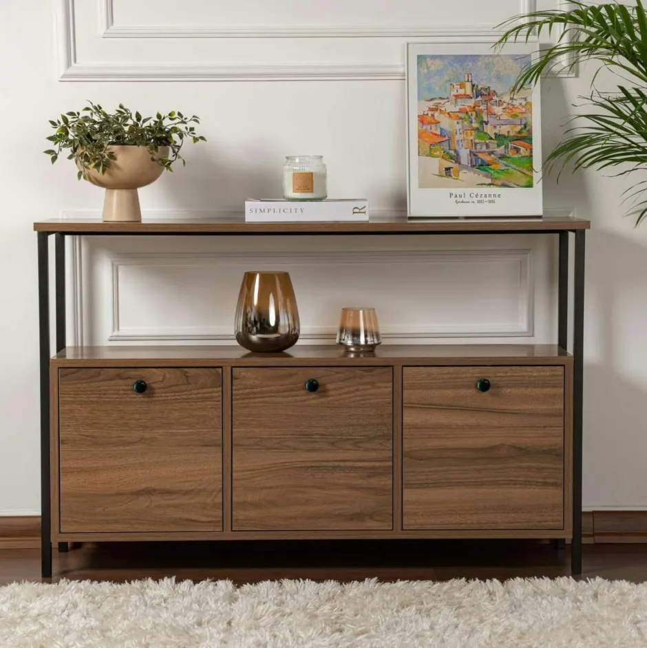 JENA Consoles En Bois|Consoles En Bois|Console d'entrée avec rangement - 3 niches