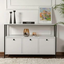 JENA Consoles En Bois|Consoles En Bois|Console d'entrée avec rangement - 3 niches