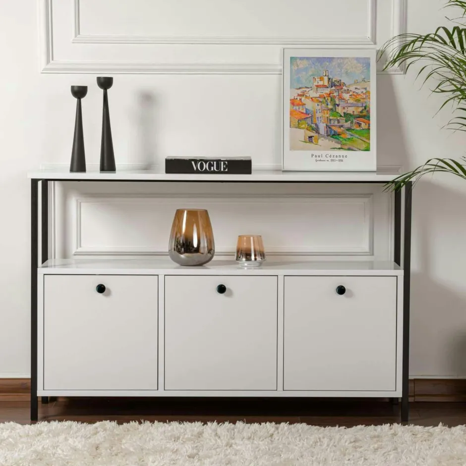 JENA Consoles En Bois|Consoles En Bois|Console d'entrée avec rangement - 3 niches