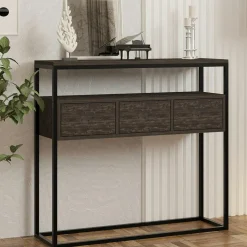 JENA Consoles En Bois|Consoles En Bois|Console d'entrée avec rangement, effet bois clair