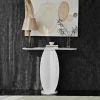 MARFA Consoles En Bois|Consoles En Bois|Console d'entrée blanche design organique 100 cm