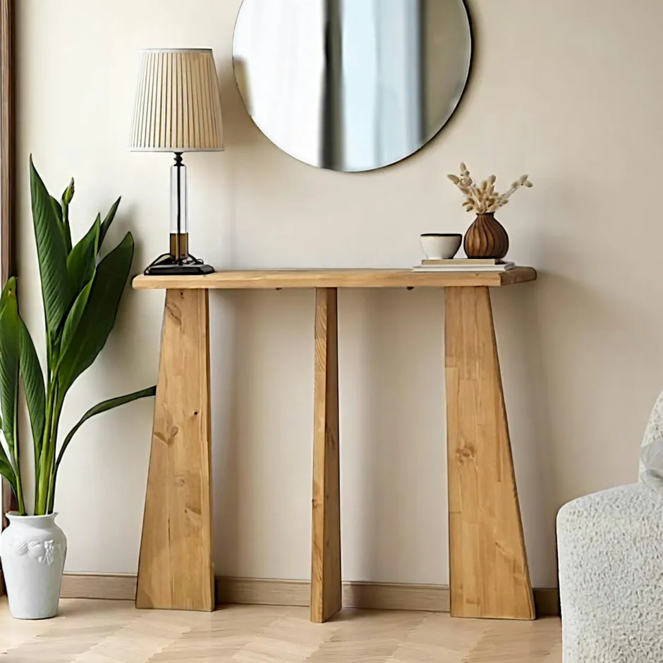 SITIA Consoles En Bois|Consoles En Bois|Console d'entrée en bois clair - 3 pieds