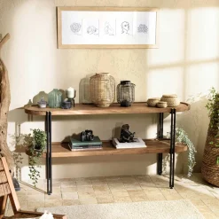 Swing Consoles En Bois|Consoles En Bois|Console d'entrée en teck recyclé 140 cm