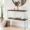 LHASA Consoles En Bois|Consoles En Bois|Console d'entrée minimaliste bois brun et verre