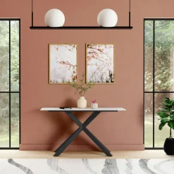 OTTAWA Univers Déco·Design Contemporain|Console design en céramique blanche marbrée