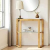 LHASA Consoles En Bois|Consoles En Bois|Console en verre et bois clair - 2 plateaux