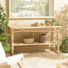 MANAK Consoles En Bois|Consoles En Bois|Console exotique teck naturel double plateau