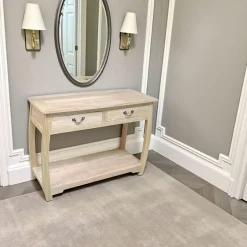 Tradition Consoles Avec Tiroirs|Consoles Avec Tiroir|Console galbée 2 tiroirs hévéa 107x43x78cm