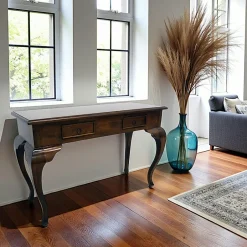 Maori Consoles Avec Tiroirs|Consoles Avec Tiroir|Console Hévéa 2 tiroirs, pieds galbés 120x48x76cm