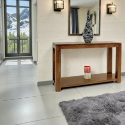 Helena Consoles En Bois|Consoles En Bois|Console hévéa double plateaux 120cm