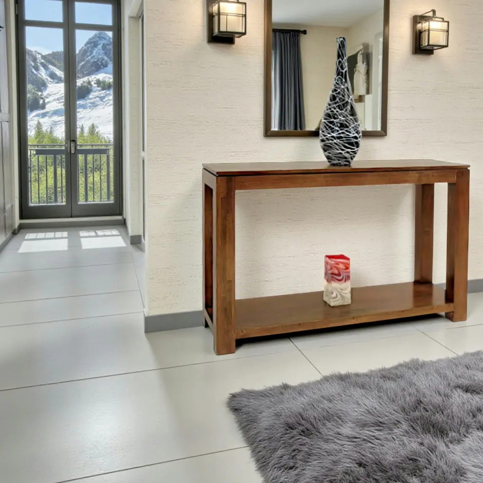 Helena Consoles En Bois|Consoles En Bois|Console hévéa double plateaux 120cm