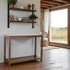 Helena Consoles En Bois|Consoles En Bois|Console Hévéa double plateaux 110x35x85cm