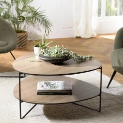 Landaise Consoles En Bois|Consoles En Bois|Console moderne 2 plateaux bords arrondis