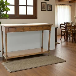 Tradition Consoles Avec Tiroirs|Consoles Avec Tiroir|Console pieds tournés bois hévéa 3 tiroirs 120cm