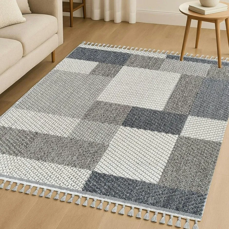 IZMIR Textile·Coussins|Coussin bohème multicolore – motif kilim, fond beige