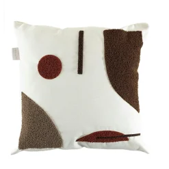 IZMIR Textile·Coussins|Coussin de canapé bouclette – motif abstrait marron