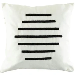 IZMIR Textile·Coussins|Coussin de canapé en lin – rayures en bouclette noire