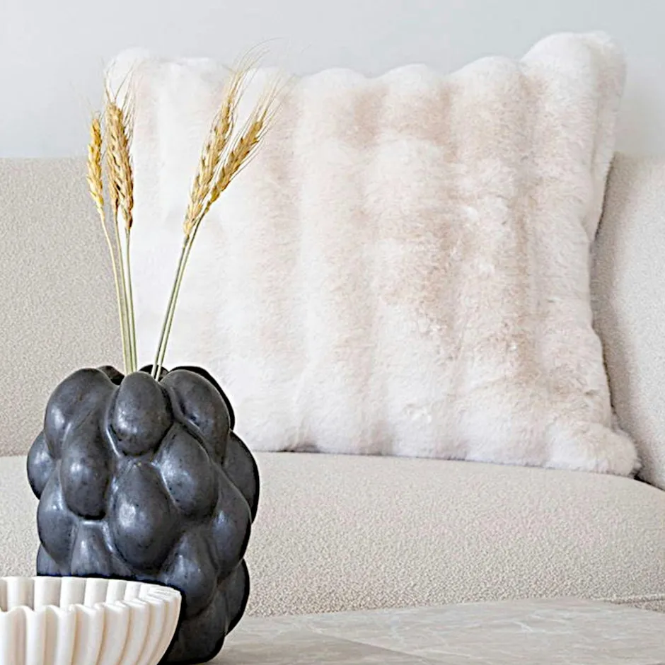 BRUGES Textile·Coussins|Coussin en fausse fourrure blanche