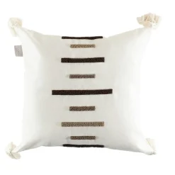 IZMIR Textile·Coussins|Coussin en lin à pompons – rayures en bouclette verte